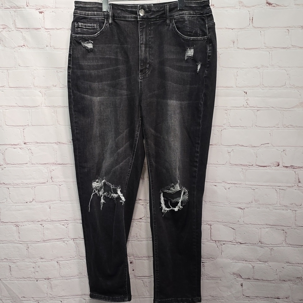 VERVET Jeans by Flying Monkey Black Distressed Womens Size 14